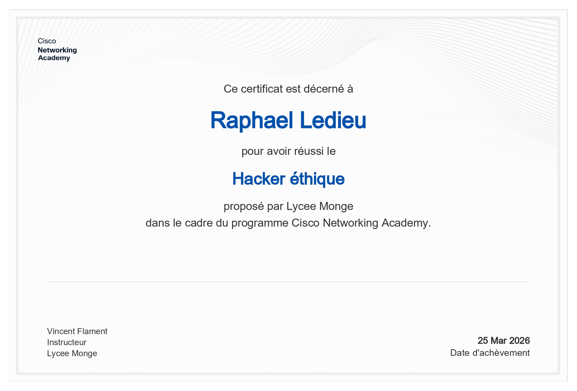 Certification Ethical Hacker - Cybersécurité