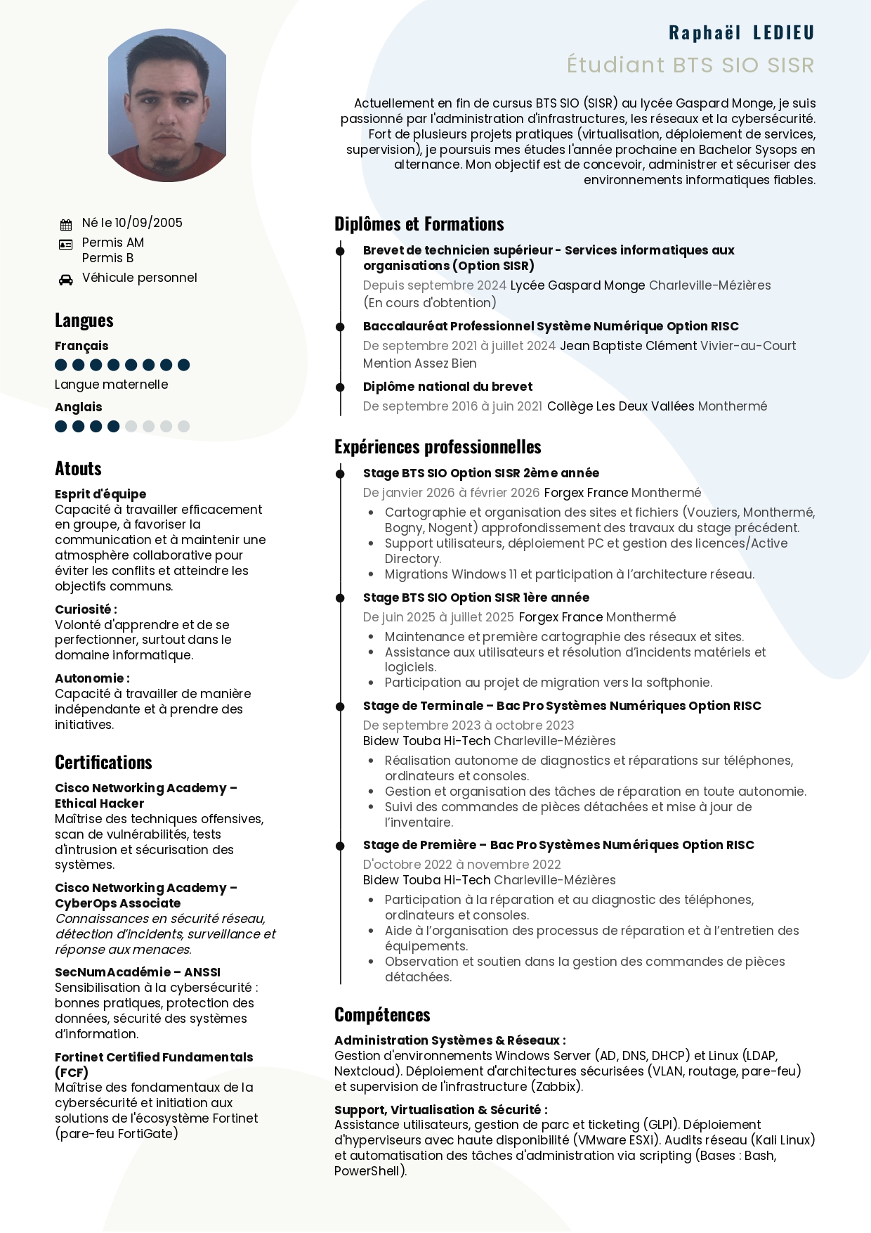 CV Raphaël LEDIEU